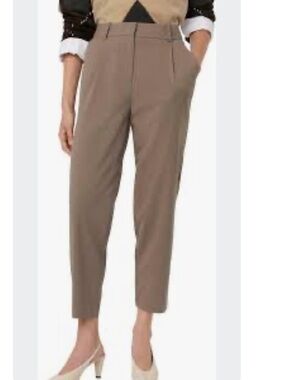 Frank & Oak Taupe Cropped Pleated Pants